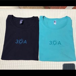 2 “30A” ladies t shirts size Large
